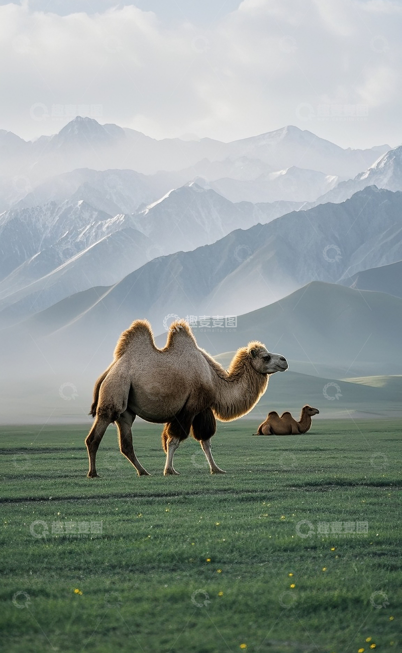高清大图下载【趣麦麦图】骆驼在草原上