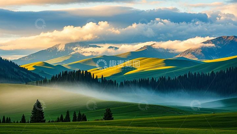 高清大图下载【趣麦麦图】云雾山川草原风光48