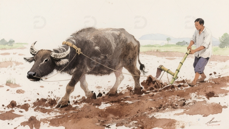 高清大图下载【趣麦麦图】辛勤耕作