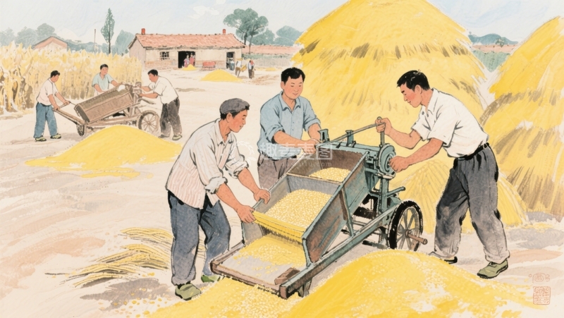 高清大图下载【趣麦麦图】割稻忙