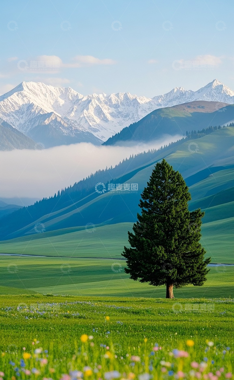 高清大图下载【趣麦麦图】云雾山川草原风光15