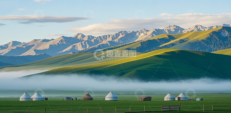 高清大图下载【趣麦麦图】云雾山川草原风光1