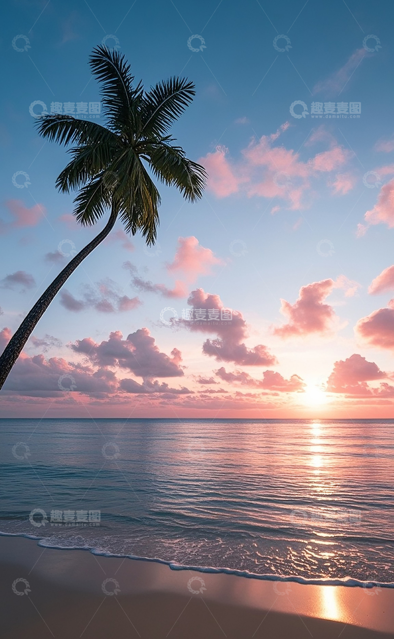 高清大图下载【趣麦麦图】夕阳下的海边4
