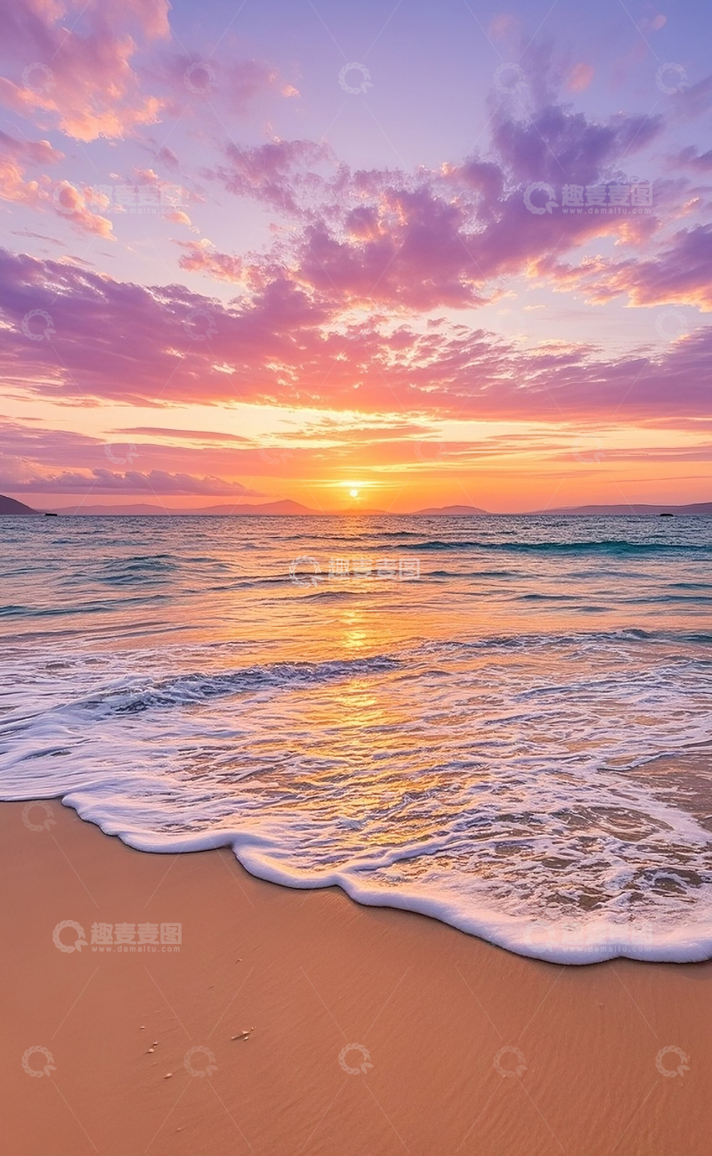 高清大图下载【趣麦麦图】夕阳下的海岸边7