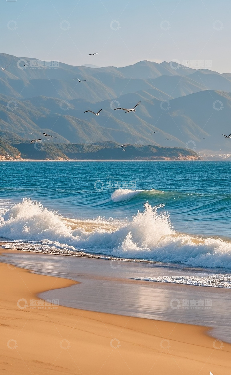 高清大图下载【趣麦麦图】沙滩海浪6