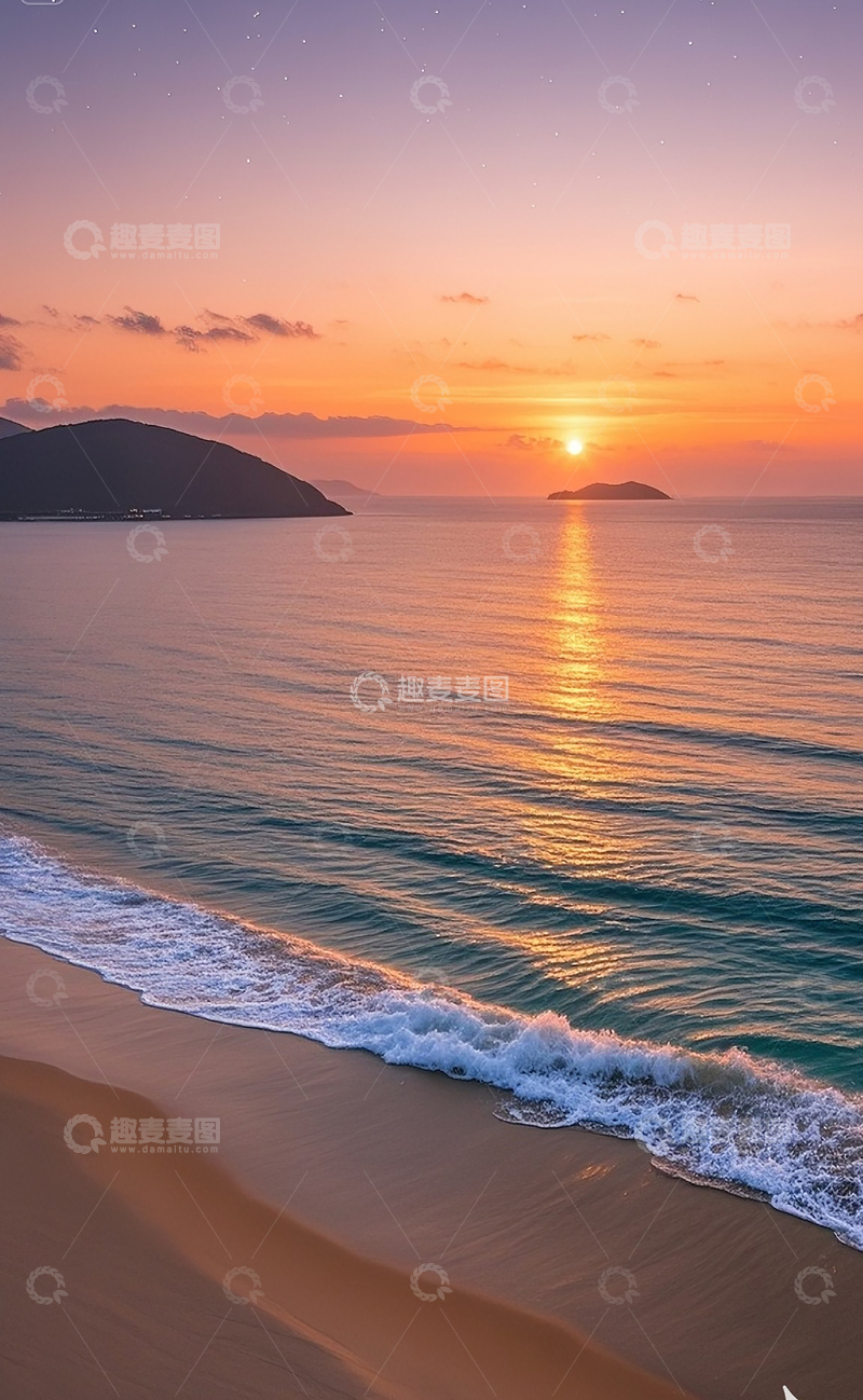 高清大图下载【趣麦麦图】夕阳下的海岸边6