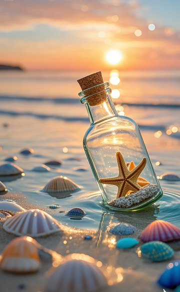 海星瓶子在沙滩上2