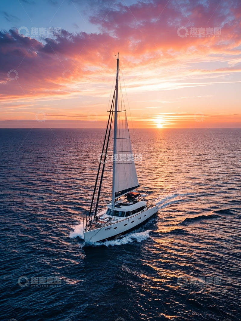 高清大图下载【趣麦麦图】帆船行驶在海面上1