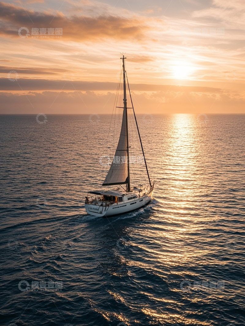 高清大图下载【趣麦麦图】帆船行驶在海面上3