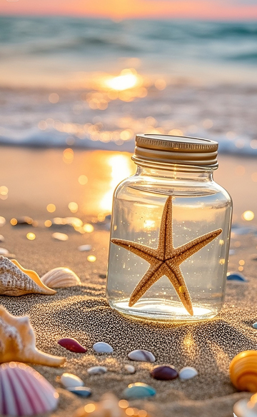 海星瓶子在沙滩上1