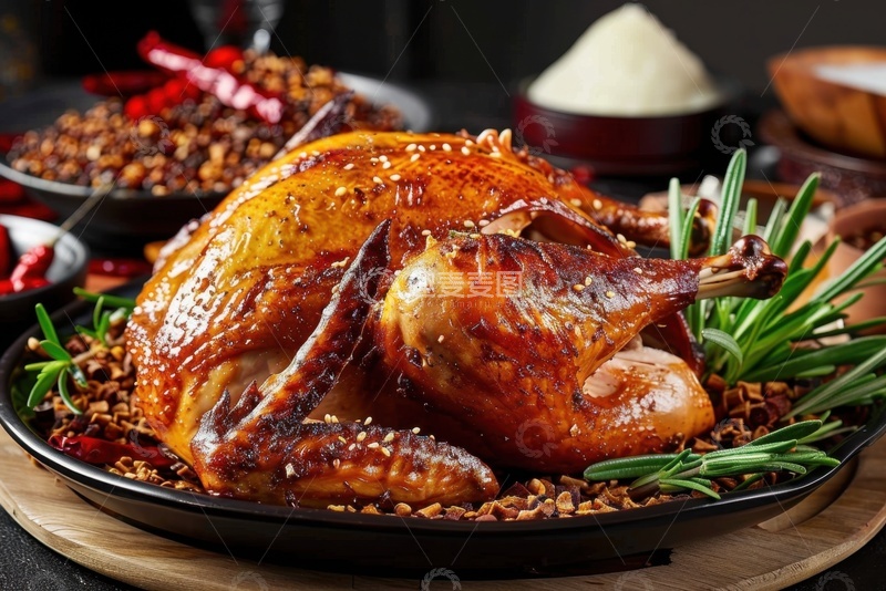 高清大图下载【趣麦麦图】金黄色的烤鸡