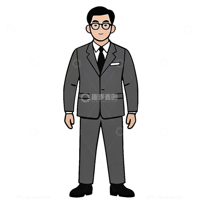 高清大图下载【趣麦麦图】卡通人物西装小人元素素材免扣