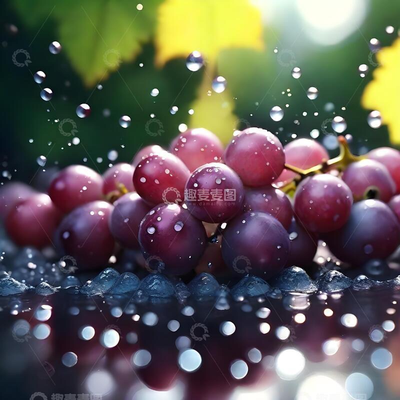 高清大图下载【趣麦麦图】阳光下露珠晶莹的红葡萄水果摄影3