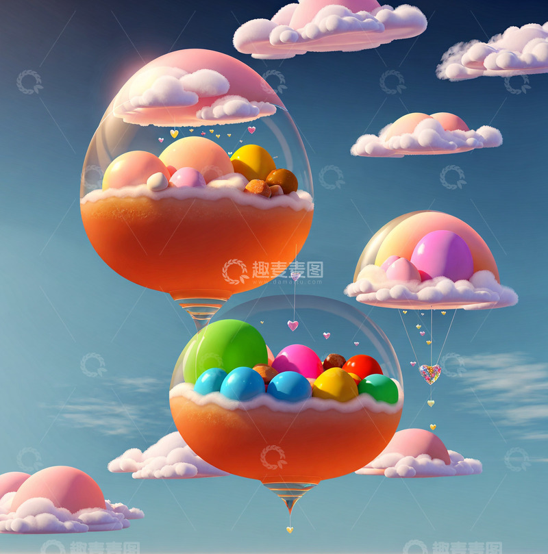 高清大图下载【趣麦麦图】浮岛棉花糖云14
