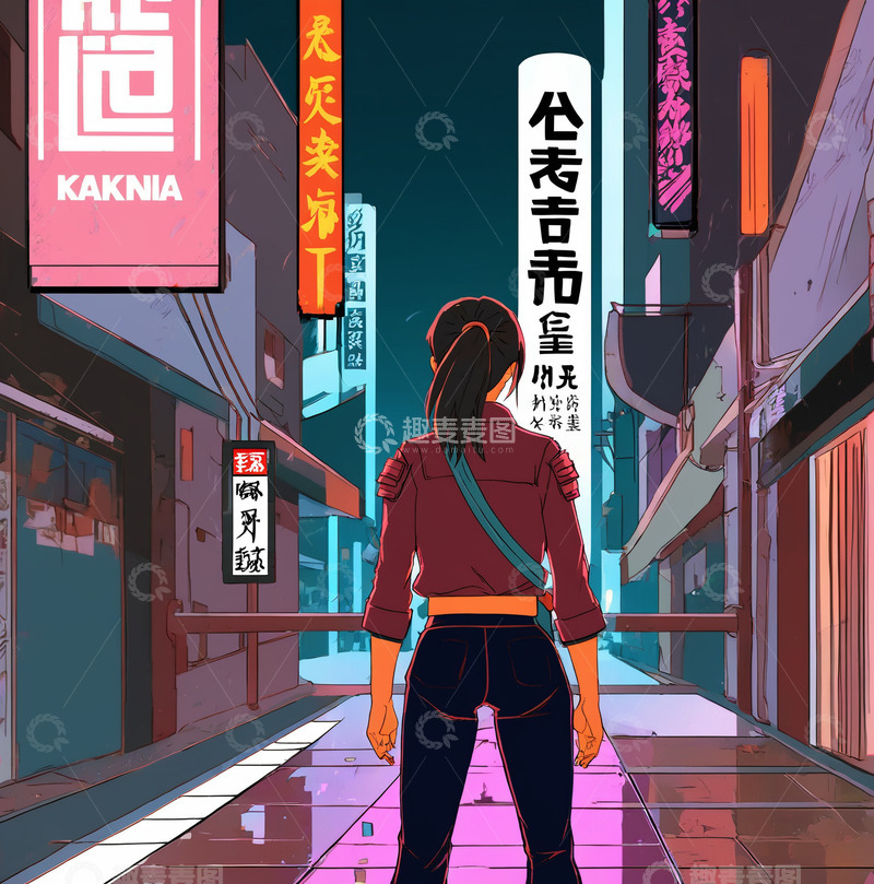 高清大图下载【趣麦麦图】霓虹女武士5