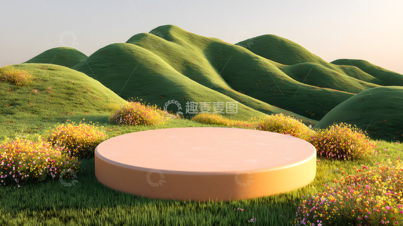 高清大图下载【趣麦麦图】卡通3D春天电商圆台背景7