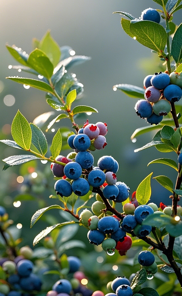 蓝莓树上的新鲜蓝莓