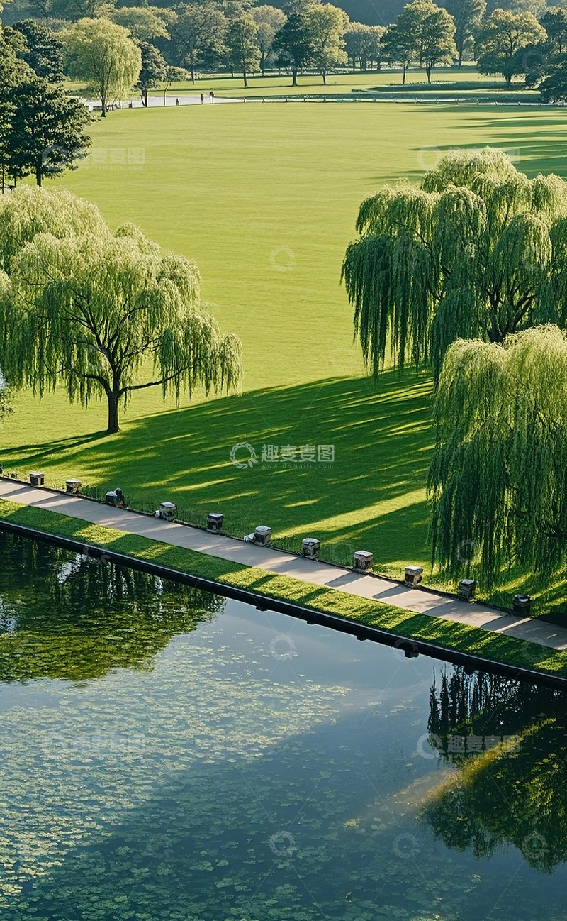 高清大图下载【趣麦麦图】-广阔的公园草坪