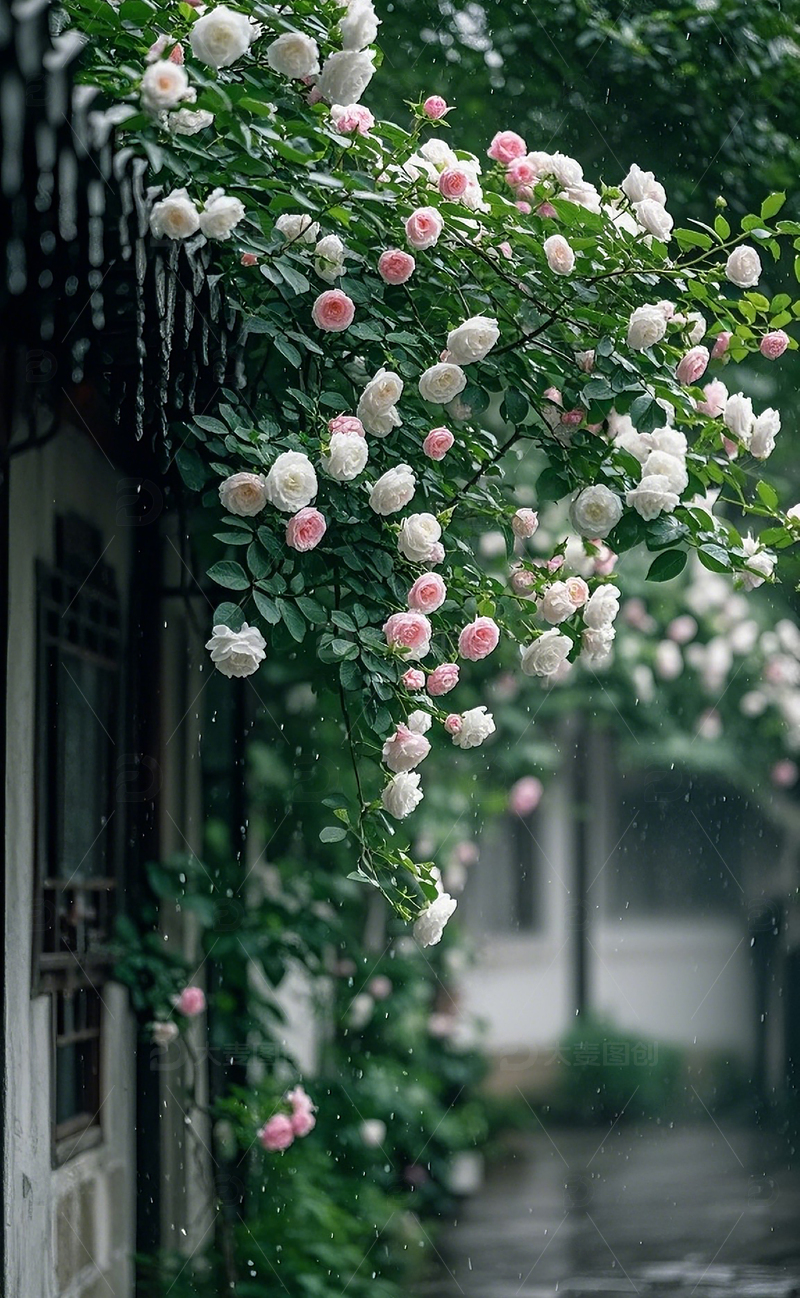 高清大图下载【趣麦麦图】墙上伸出来的花2