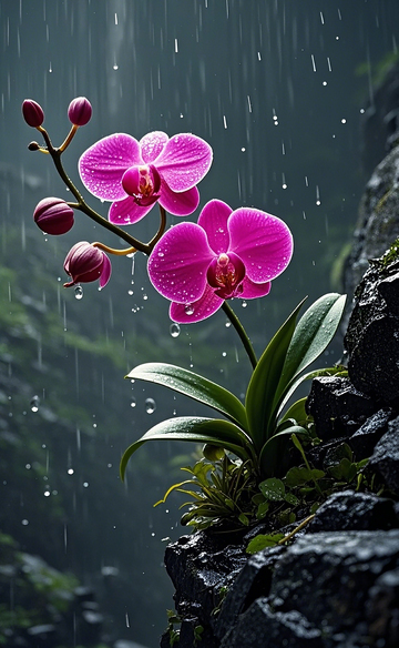 蝴蝶兰长在悬崖峭壁上1