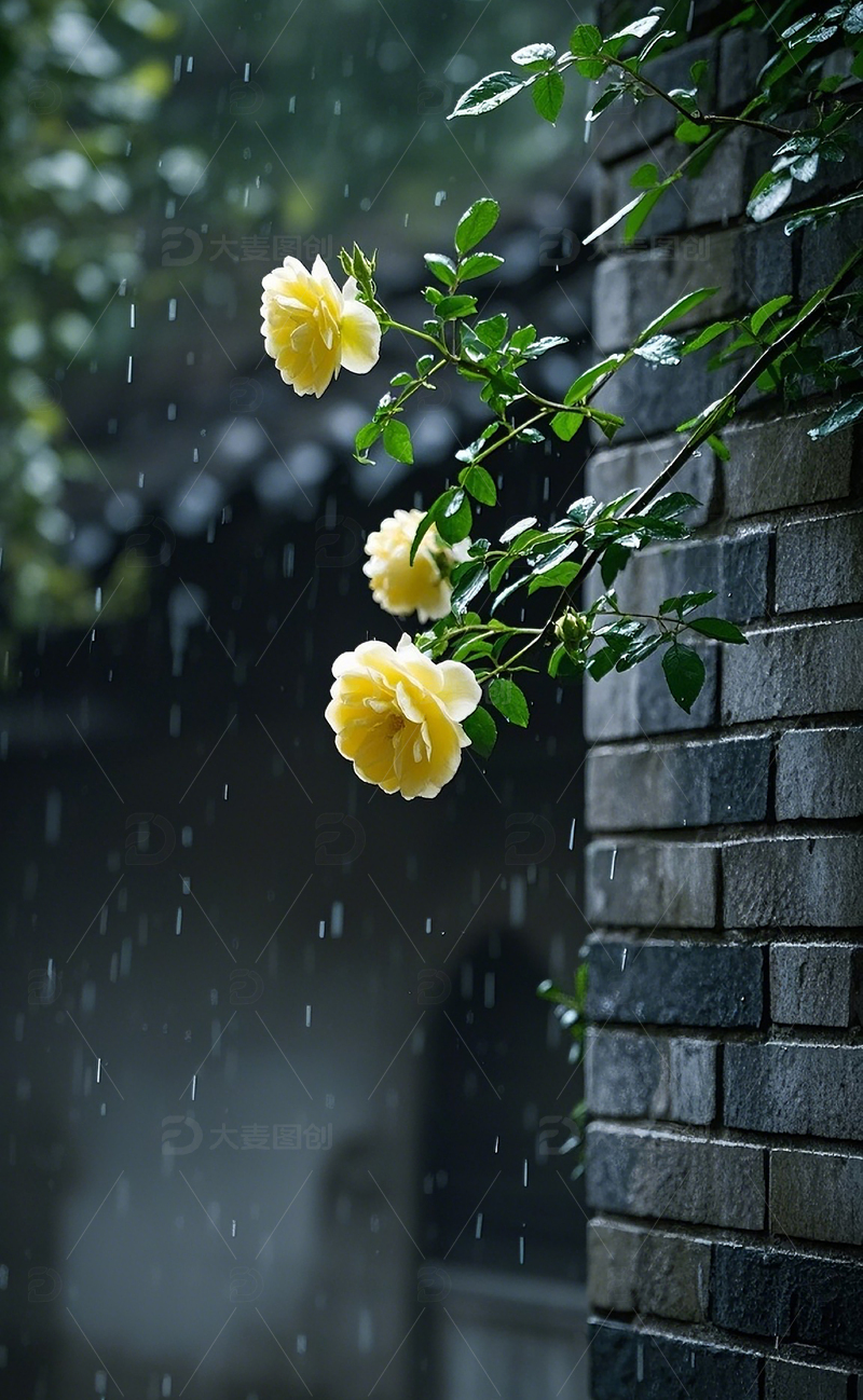 高清大图下载【趣麦麦图】墙上伸出来的花4