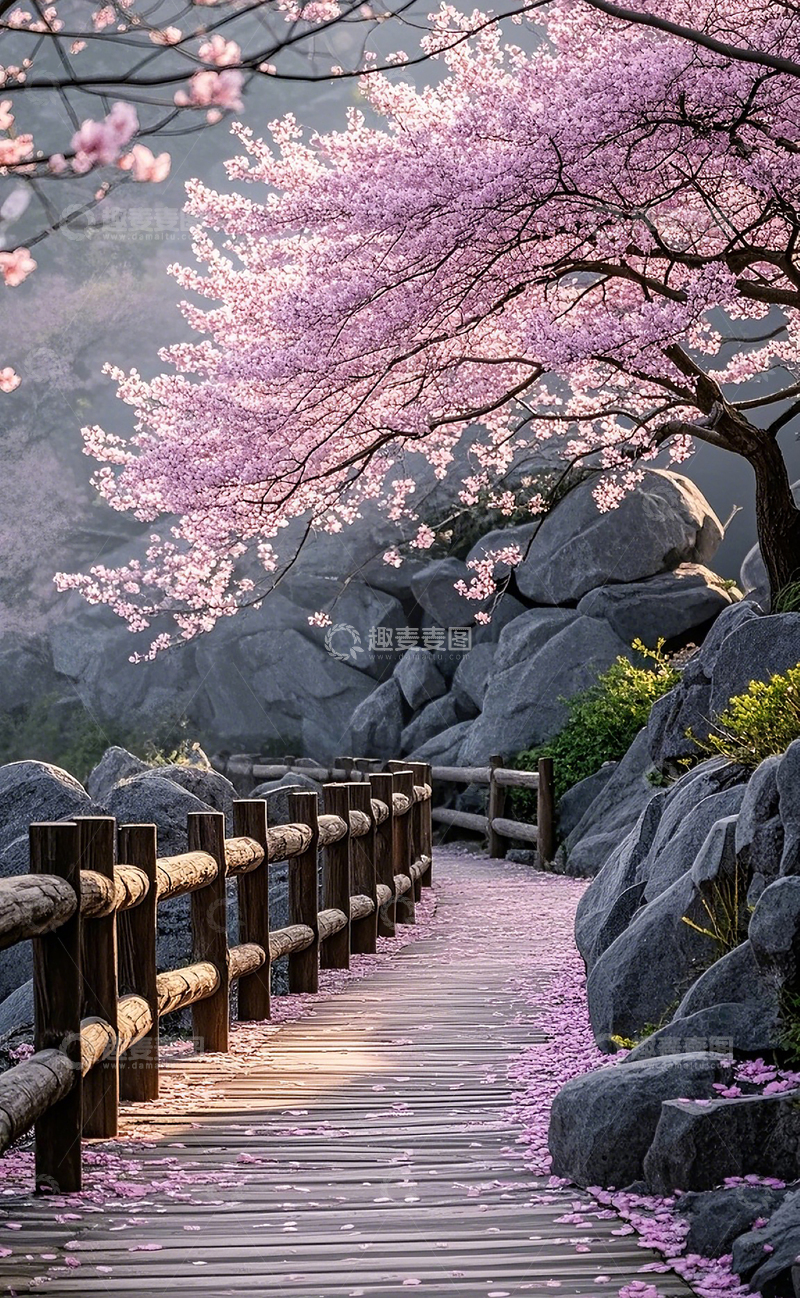 高清大图下载【趣麦麦图】小径上的桃花