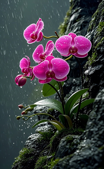 蝴蝶兰长在悬崖峭壁上2