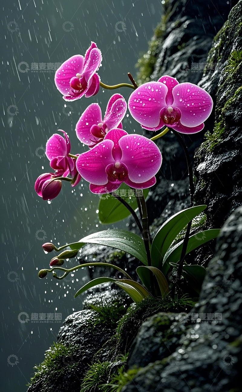 高清大图下载【趣麦麦图】蝴蝶兰长在悬崖峭壁上2