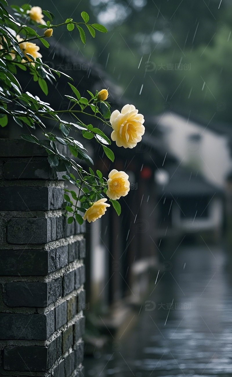 高清大图下载【趣麦麦图】墙上伸出来的花5