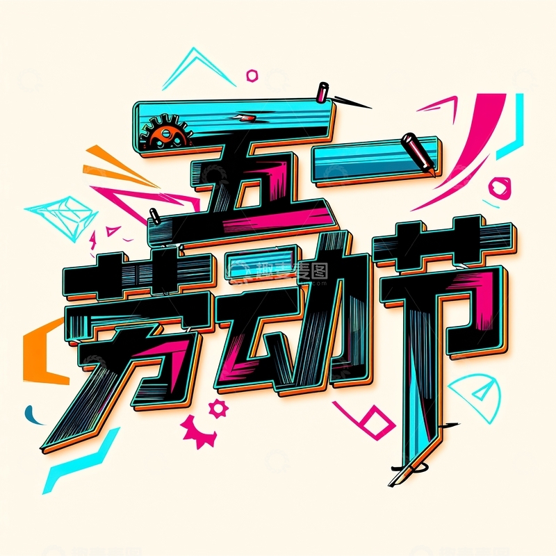 高清大图下载【趣麦麦图】五一劳动节艺术字设计素材181