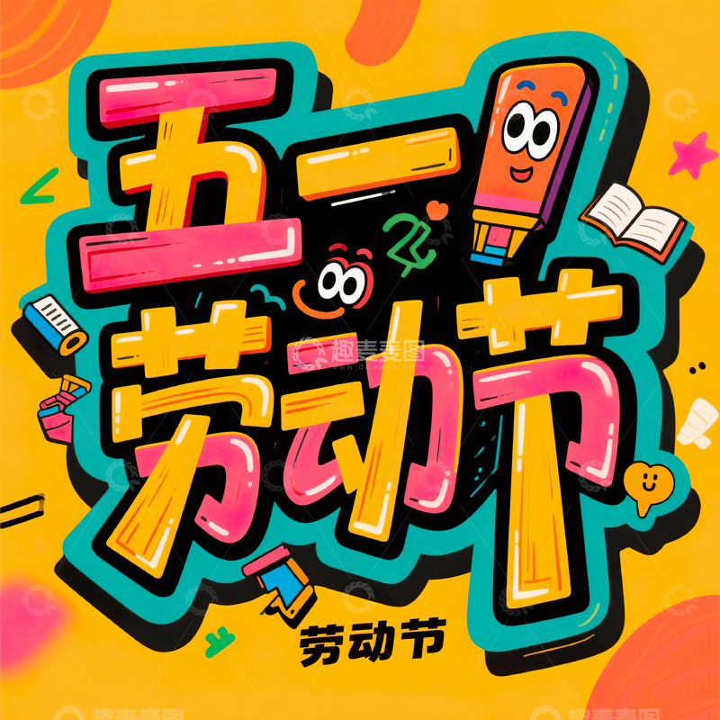高清大图下载【趣麦麦图】五一劳动节艺术字设计素材127