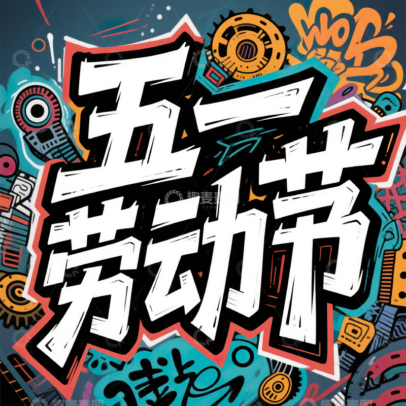 高清大图下载【趣麦麦图】五一劳动节艺术字设计素材94