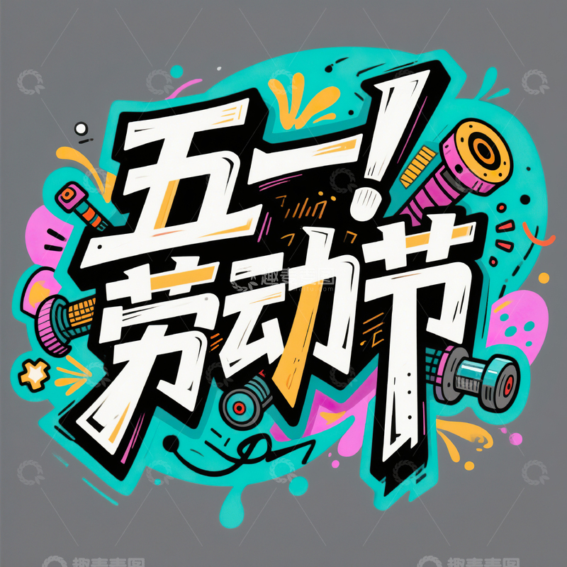 高清大图下载【趣麦麦图】五一劳动节艺术字设计素材90