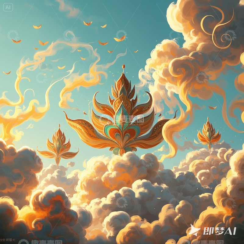 高清大图下载【趣麦麦图】敦煌 烟雾 花纹