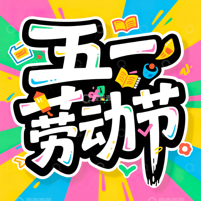 高清大图下载【趣麦麦图】五一劳动节艺术字设计素材35