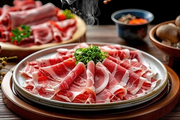 一盘生牛肉片美食