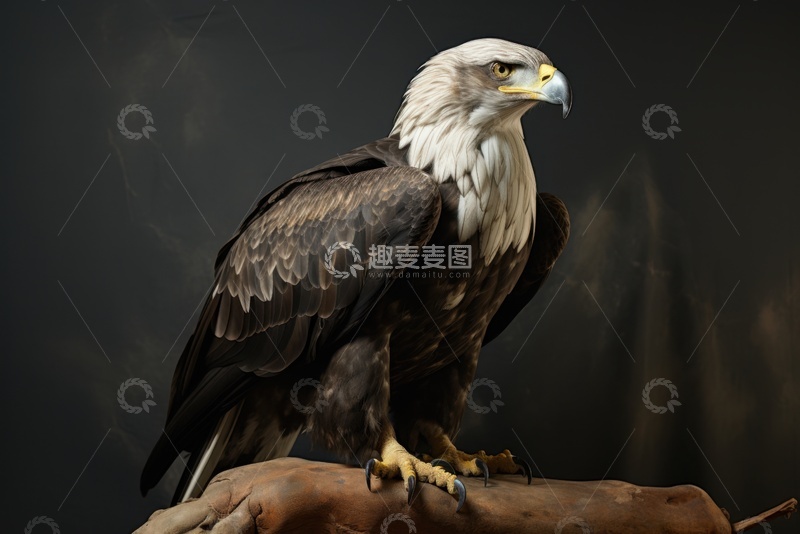 高清大图下载【趣麦麦图】站在树枝上的一只老鹰