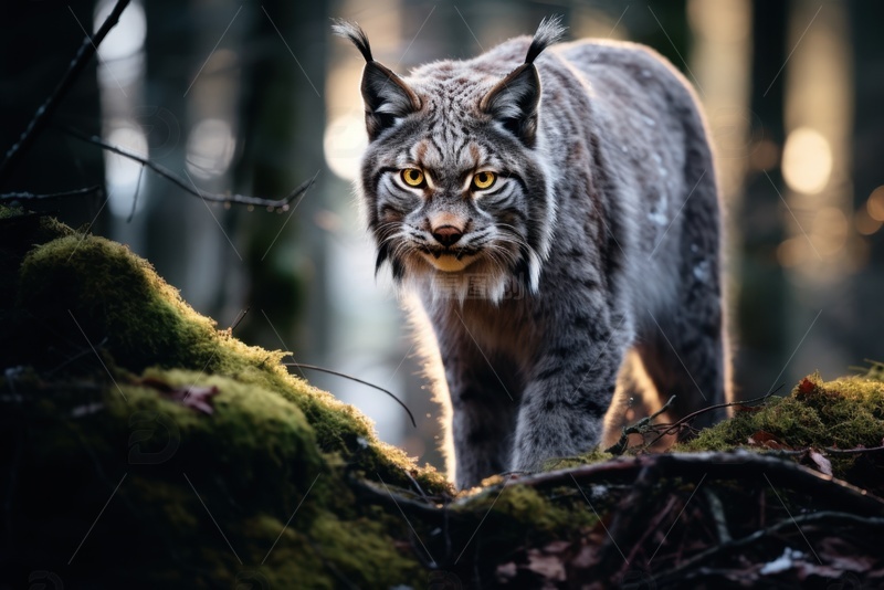 高清大图下载【趣麦麦图】森林里的一只兔狲