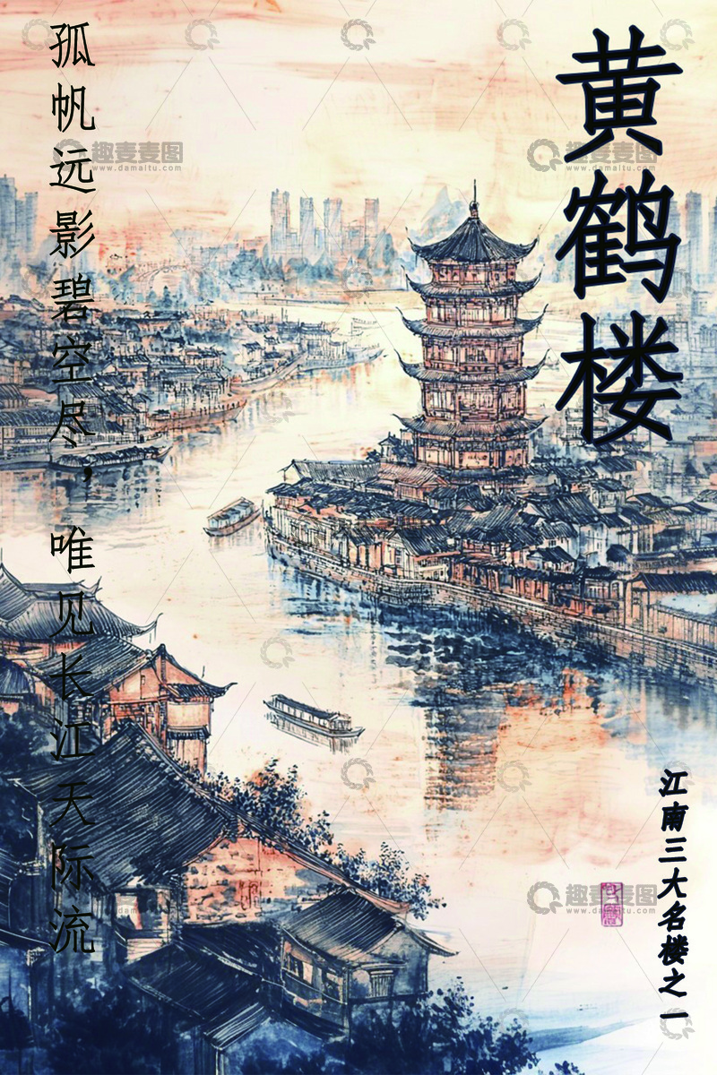高清大图下载【趣麦麦图】黄鹤楼海报图