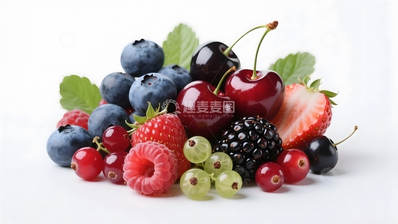 高清大图下载【趣麦麦图】各类水果隔离在白色背景上1