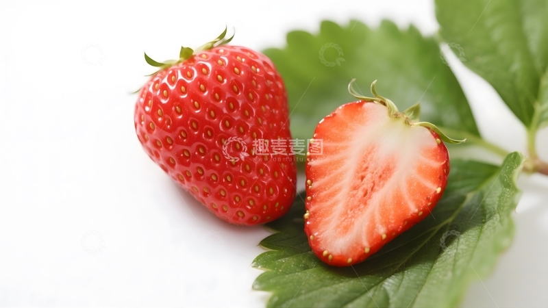 高清大图下载【趣麦麦图】草莓孤立在白色背景上1