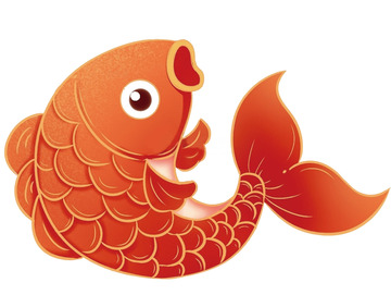 简约红色锦鲤鲤鱼1