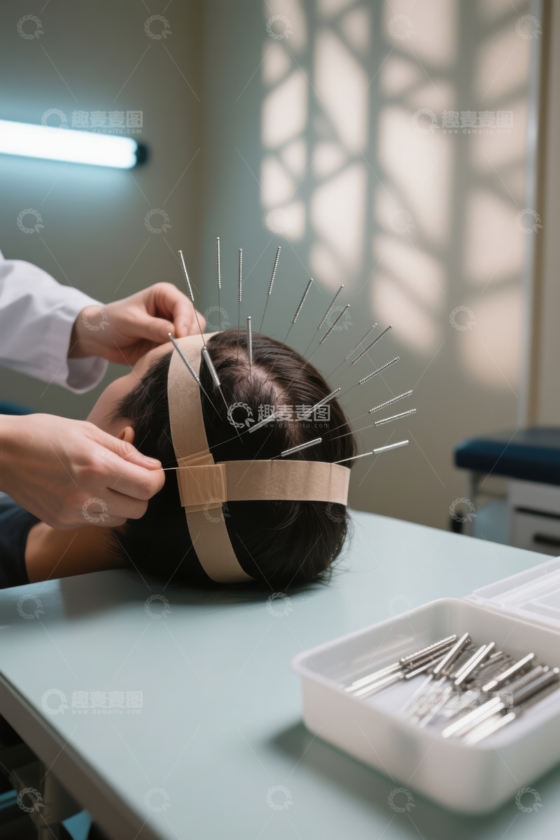 高清大图下载【趣麦麦图】头皮针灸治疗过程