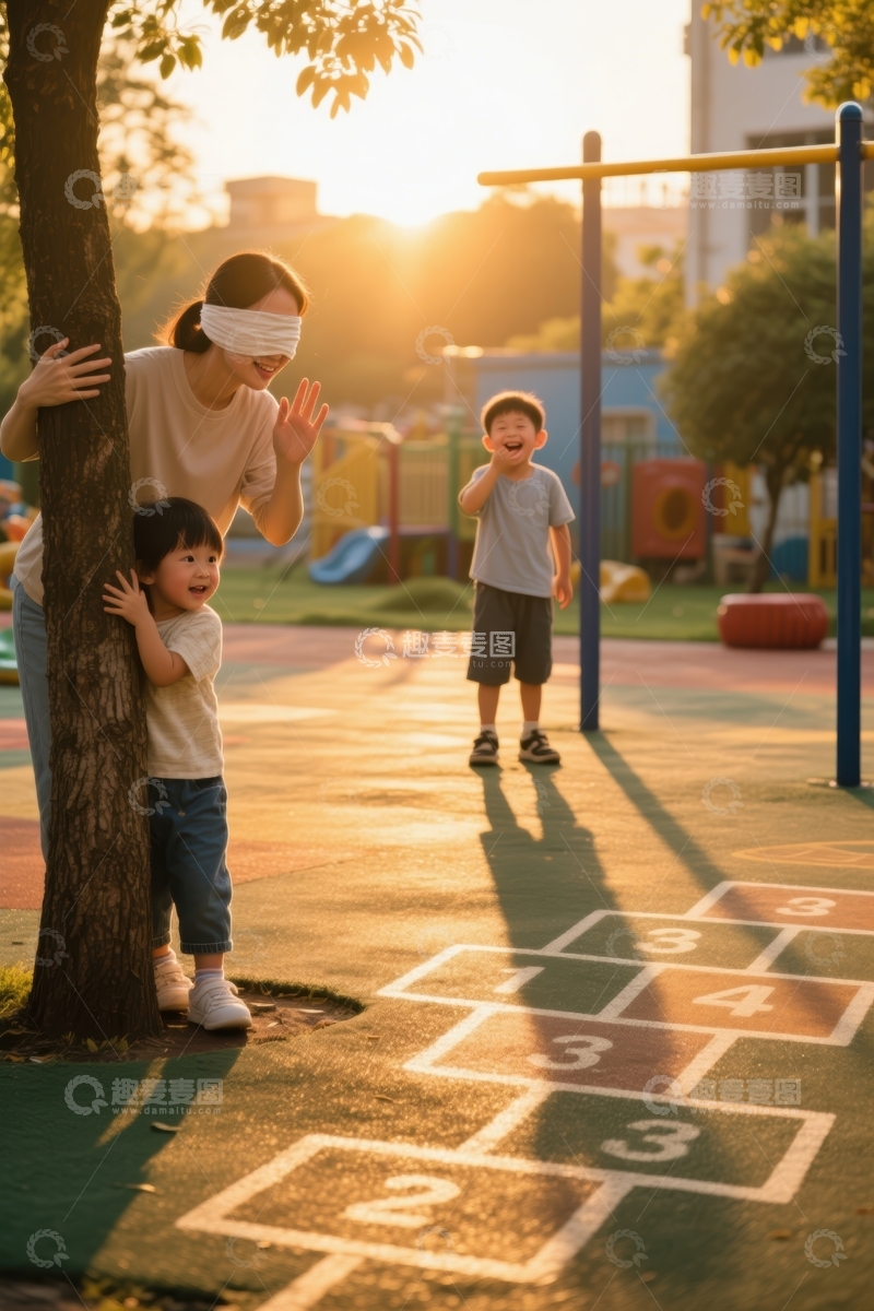 高清大图下载【趣麦麦图】阳光下玩耍的孩子