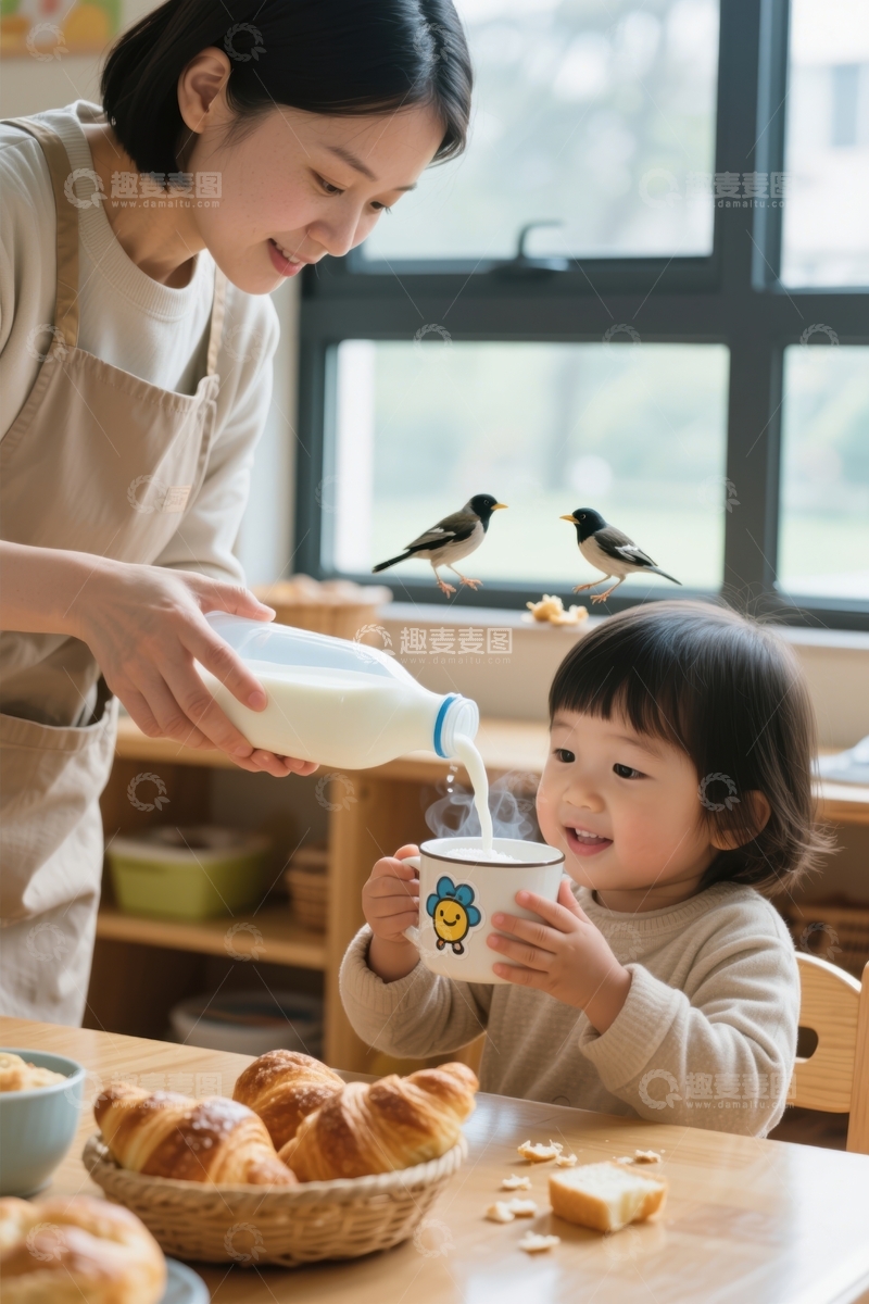 高清大图下载【趣麦麦图】温馨的早餐时光