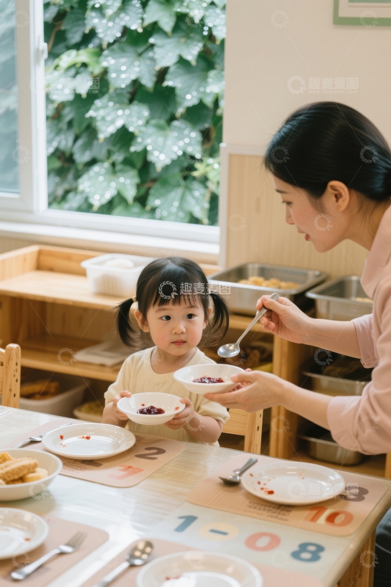 高清大图下载【趣麦麦图】温馨亲子用餐时光