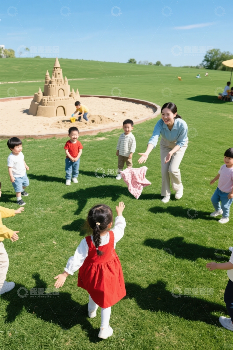 高清大图下载【趣麦麦图】草地上的嬉戏