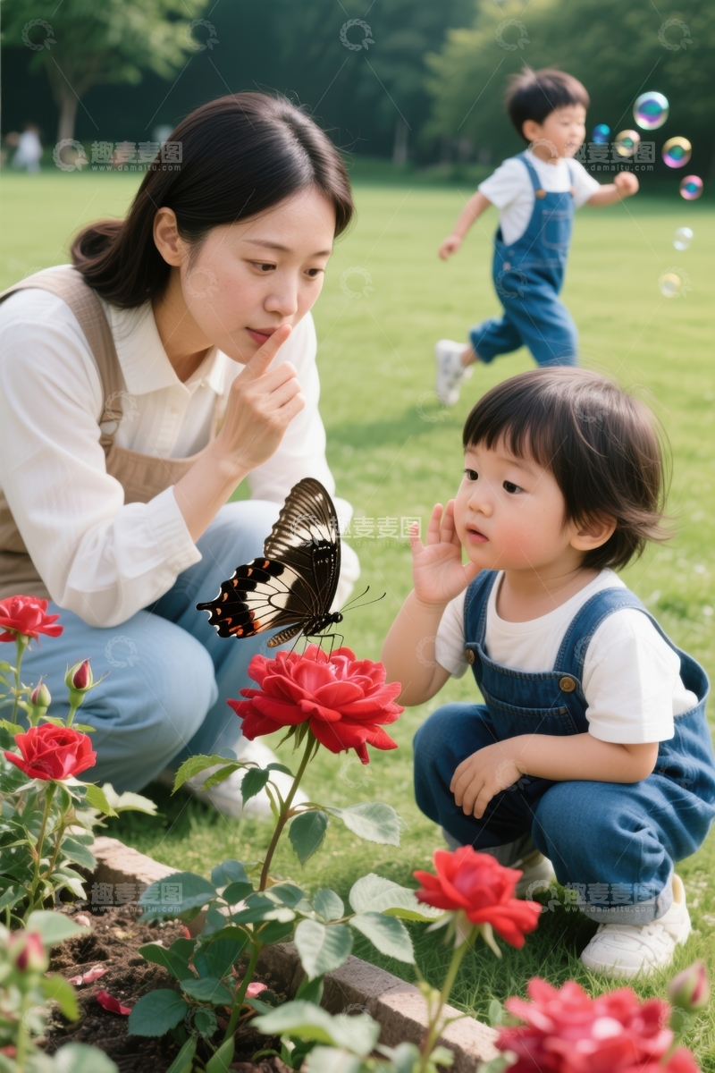 高清大图下载【趣麦麦图】童趣花间惊喜邂逅