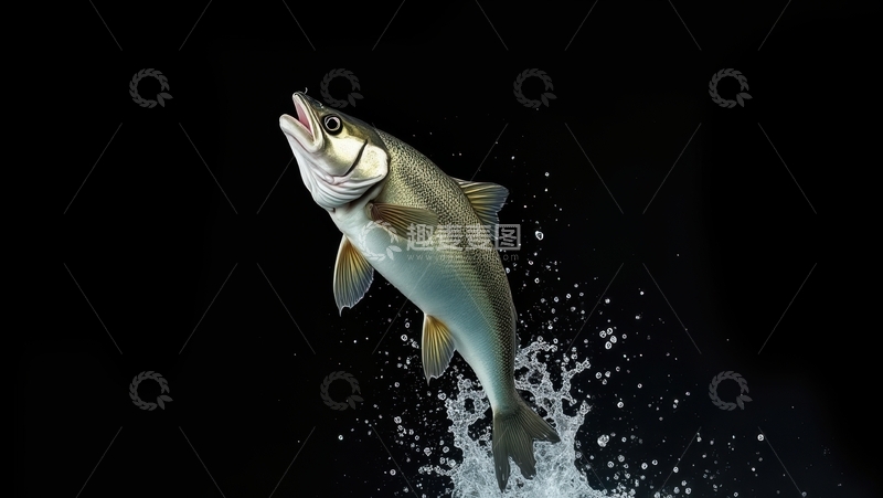 高清大图下载【趣麦麦图】跃出水面的鱼1
