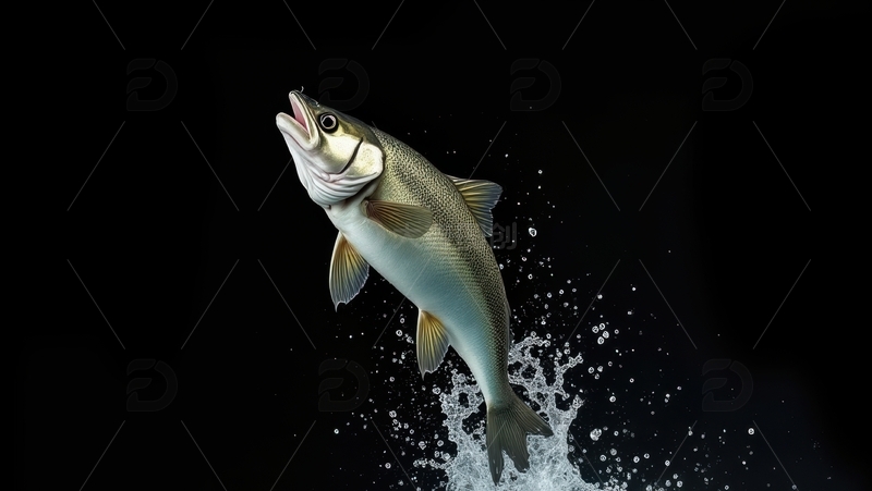 高清大图下载【趣麦麦图】跃出水面的鱼1